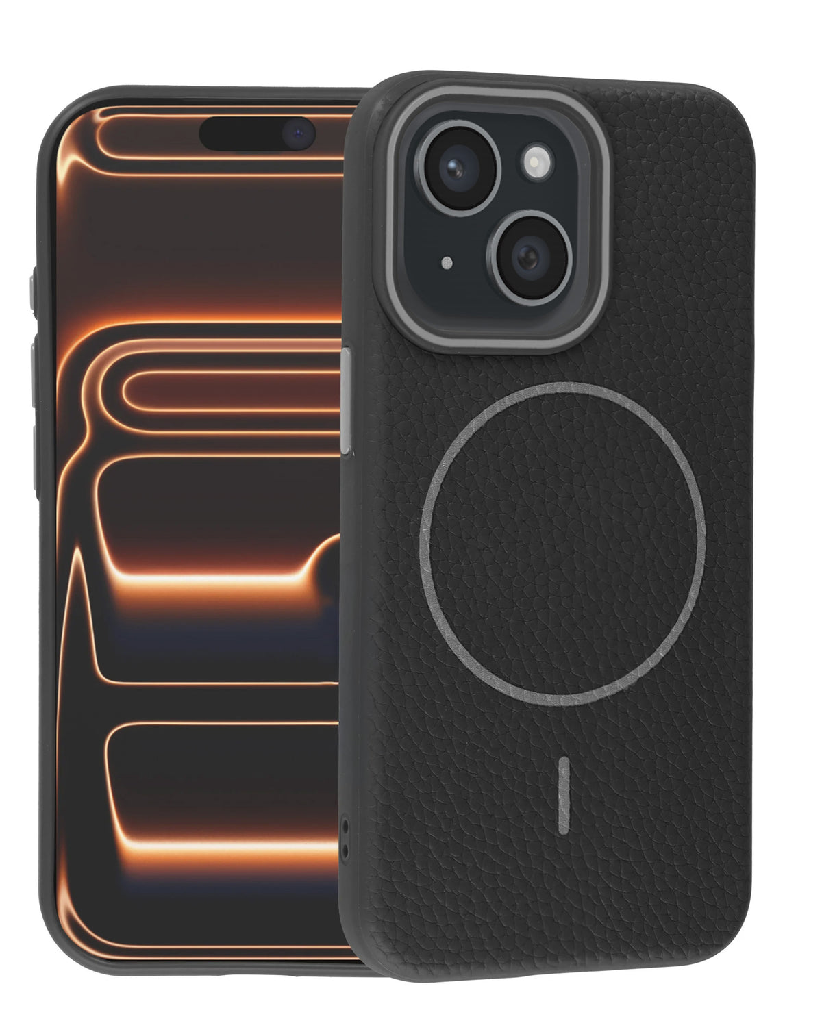 Magnetic Leather Case for iPhone 13 / 14 — Black
