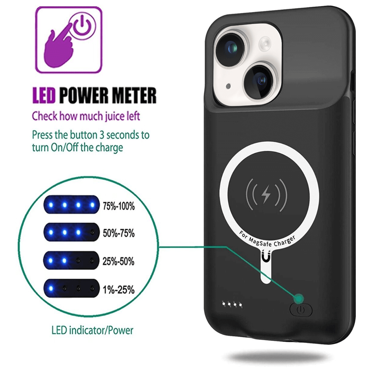 Slim Charging Case with Msafe Charging for iPhone 14 Plus — 8500 mAh