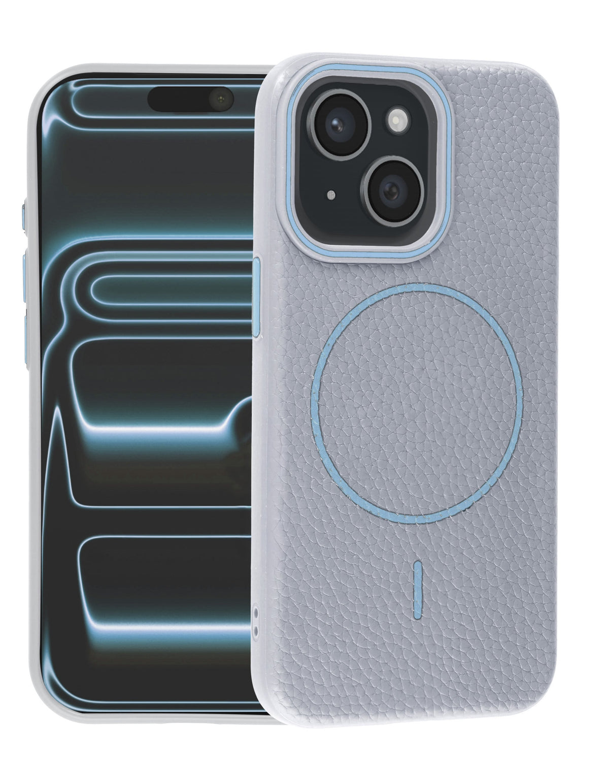 Magnetic Leather Case for iPhone 14 Plus / 15 Plus — Wayne Blue