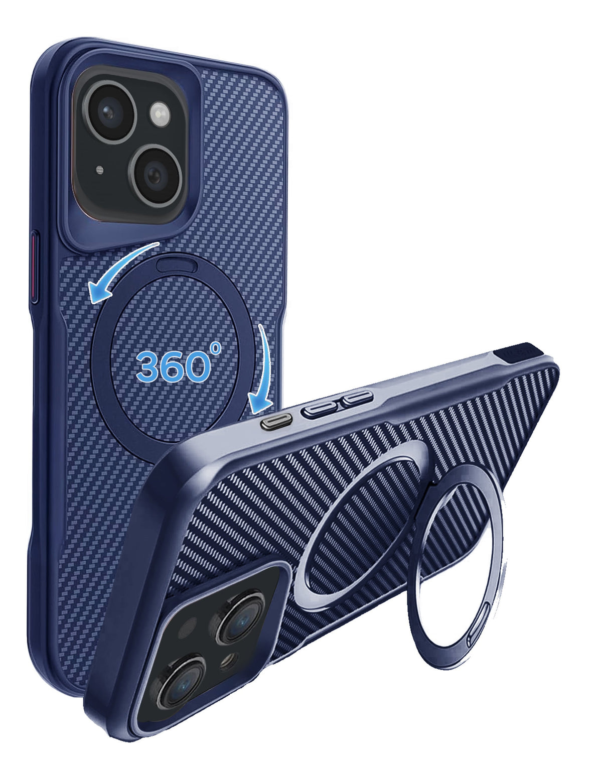 Magnetic Kickstand Full-Body Case for iPhone 15 Plus / 14 Plus — Navy