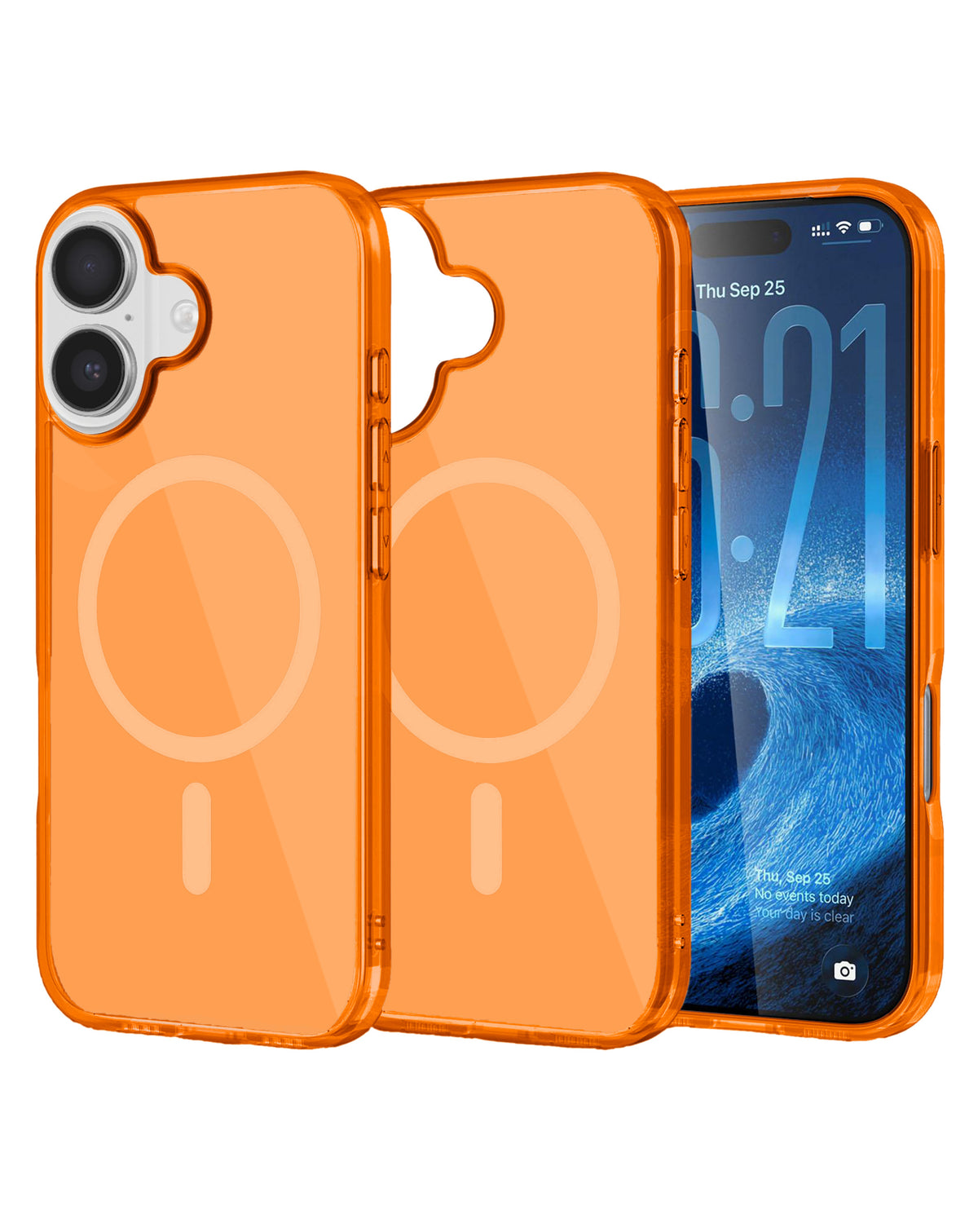 Magnetic Heavy-Duty Shockproof Crystal Clear Case for iPhone 17 — Orange
