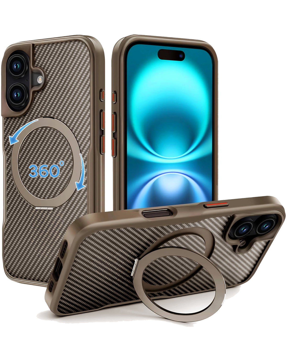 Magnetic Kickstand Full-Body Case for iPhone 17 — Gold