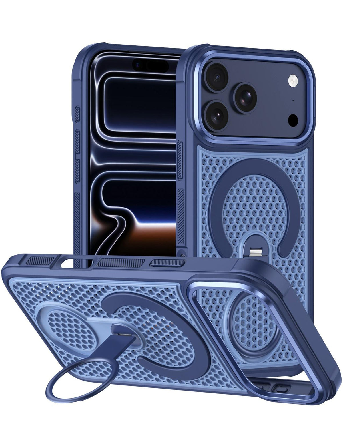Kickstand Full-Body Case for iPhone 17 Pro Max — Navy Blue