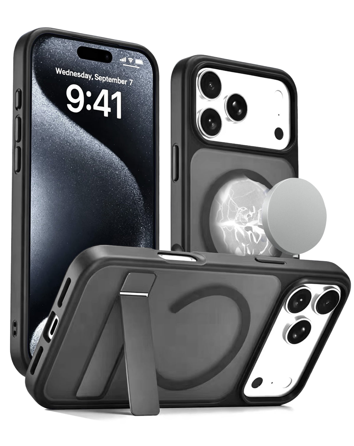 Magnetic Kickstand Case for iPhone 17 Pro / 18 Pro — Black