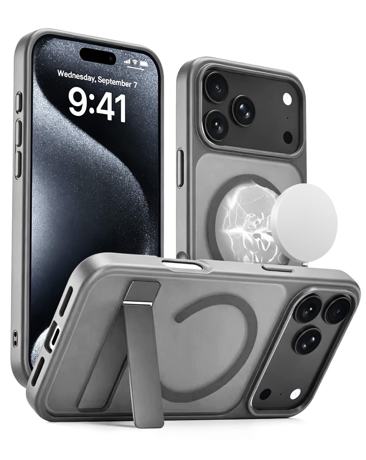 Magnetic Kickstand Case for iPhone 17 Pro / 18 Pro — Gray