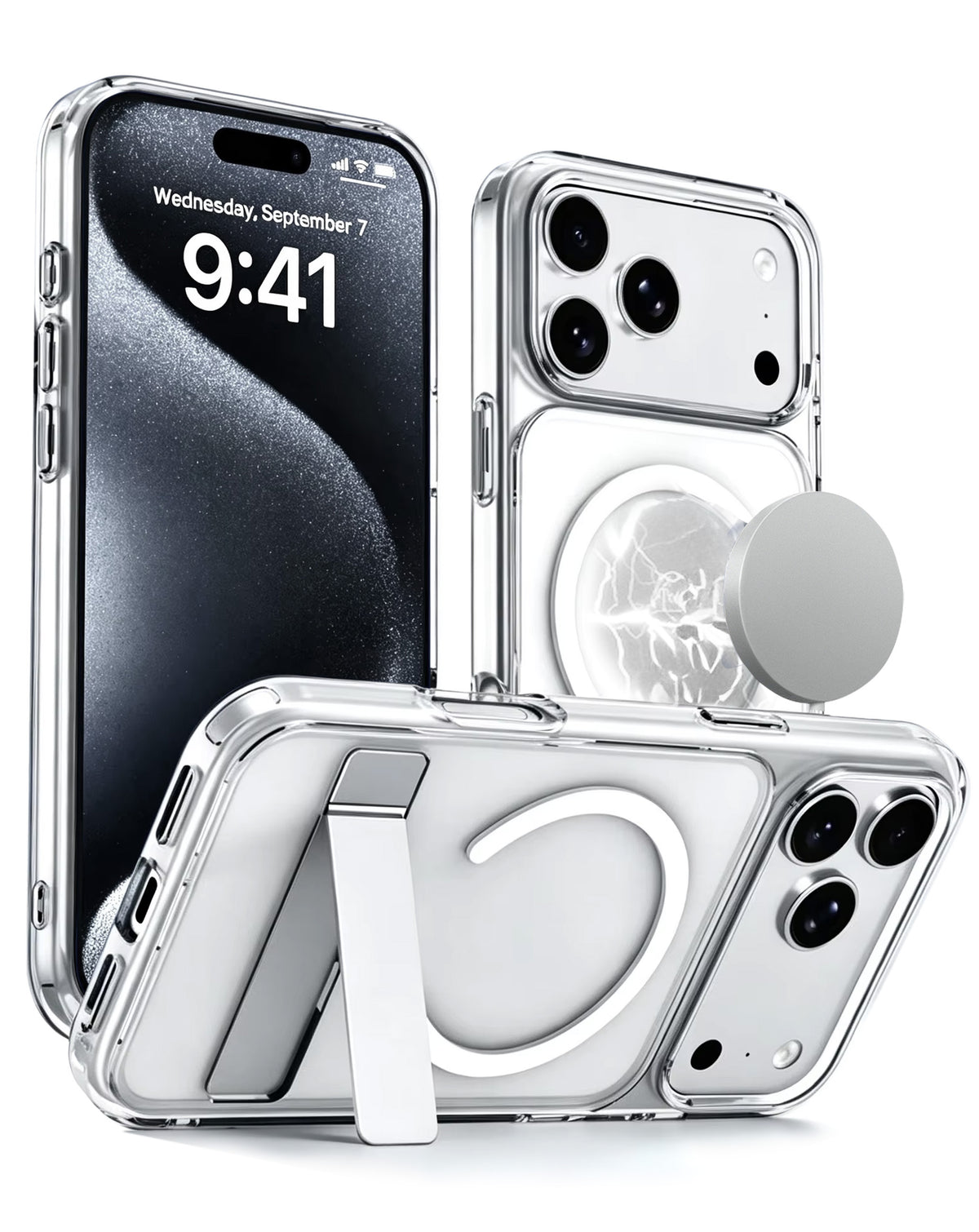 Magnetic Kickstand Case for iPhone 17 Pro / 18 Pro — White