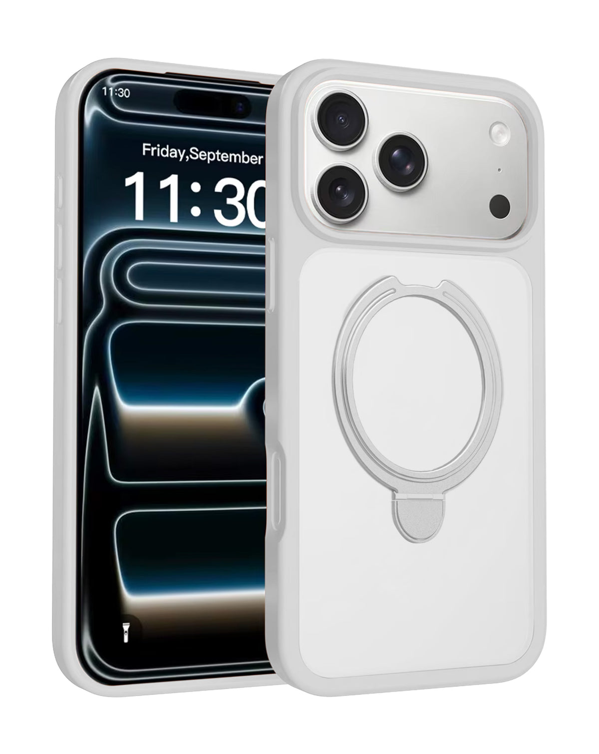 Kickstand Crystal Clear Slim Case for iPhone 17 Pro / 18 Pro — Gray