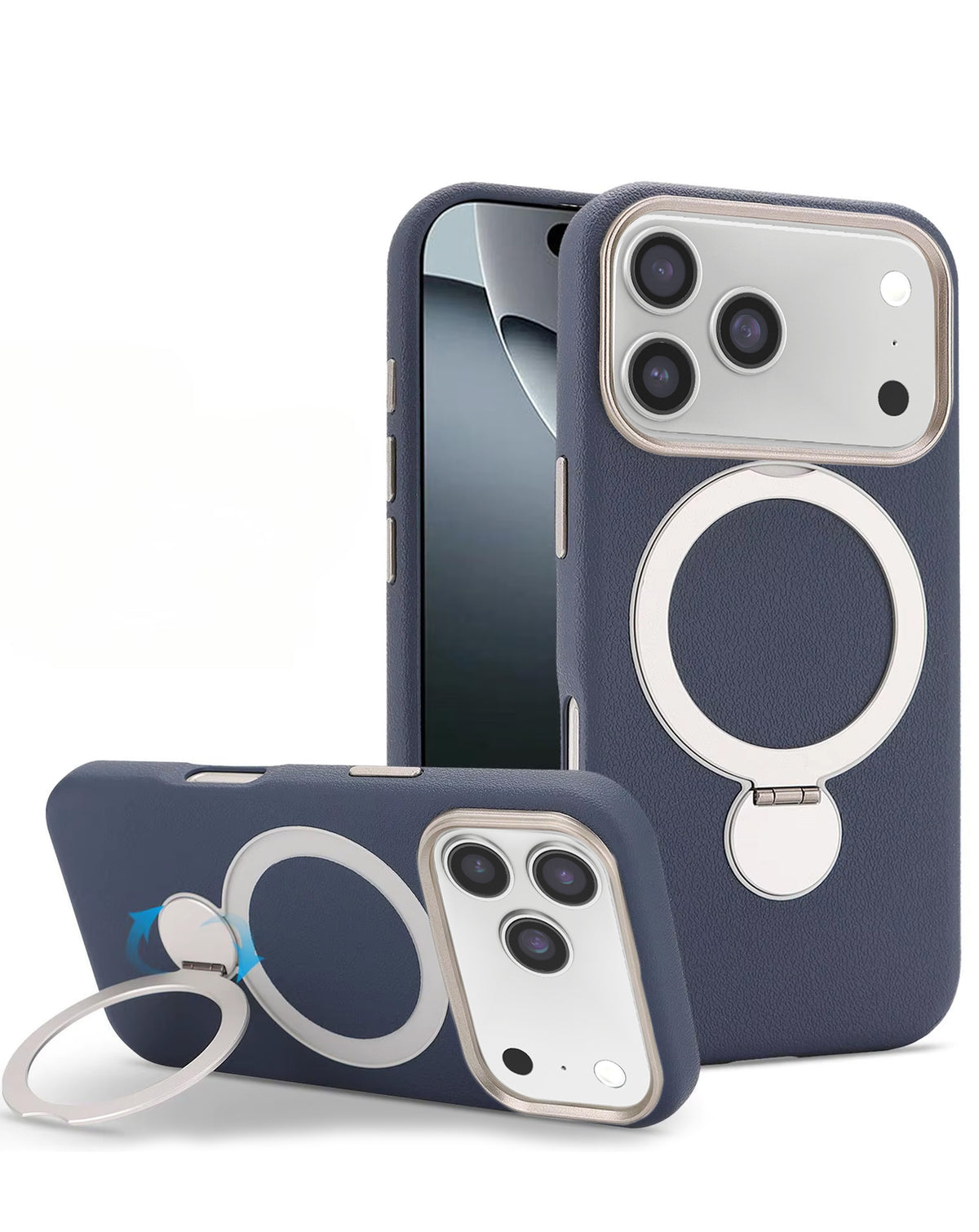 Magnetic Kickstand Soft Silicone Case for iPhone 17 Pro / 18 Pro — Blue