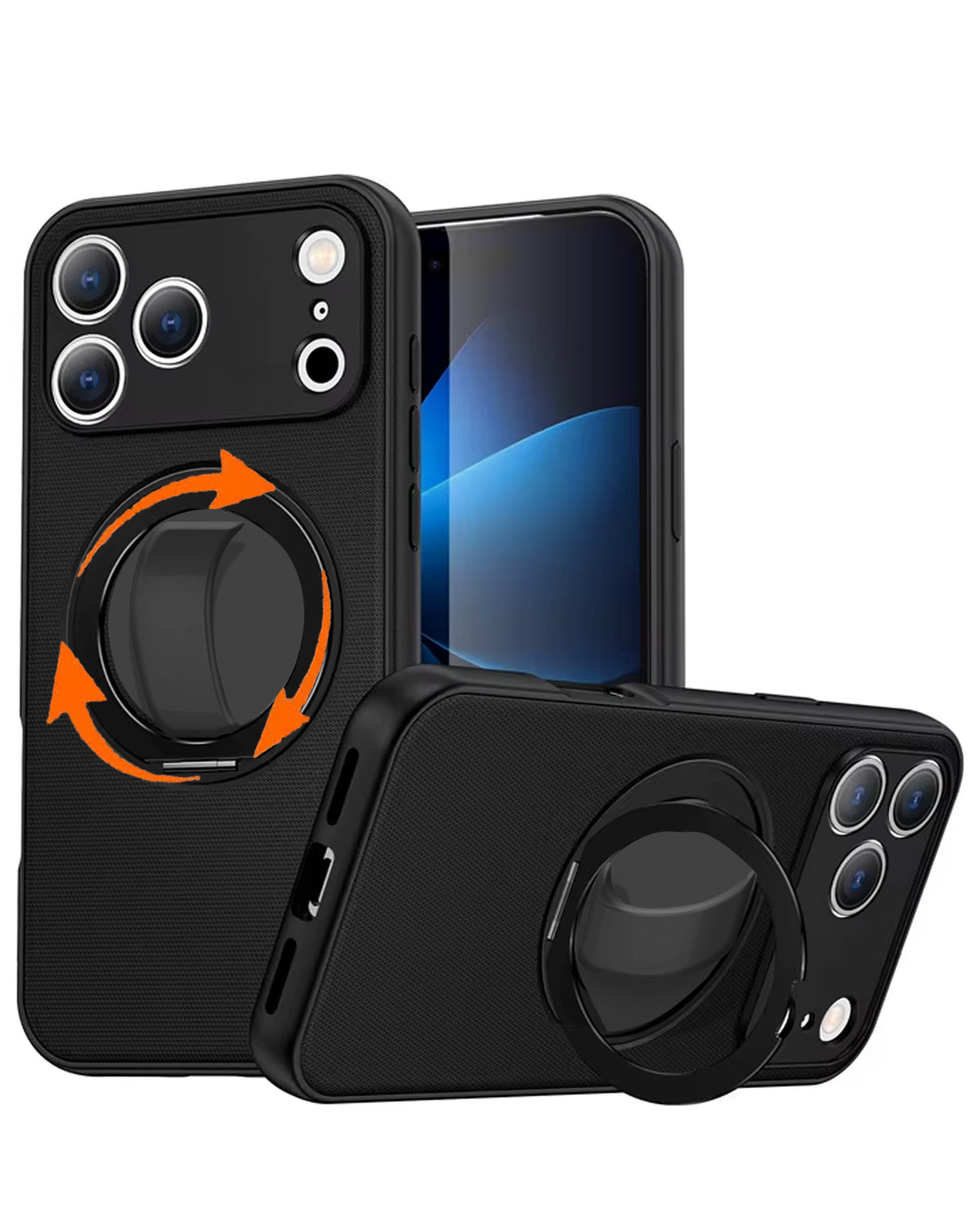 Heavy-Duty Shockproof Kickstand Full-Body Case for iPhone 17 Pro / 18 Pro — Black