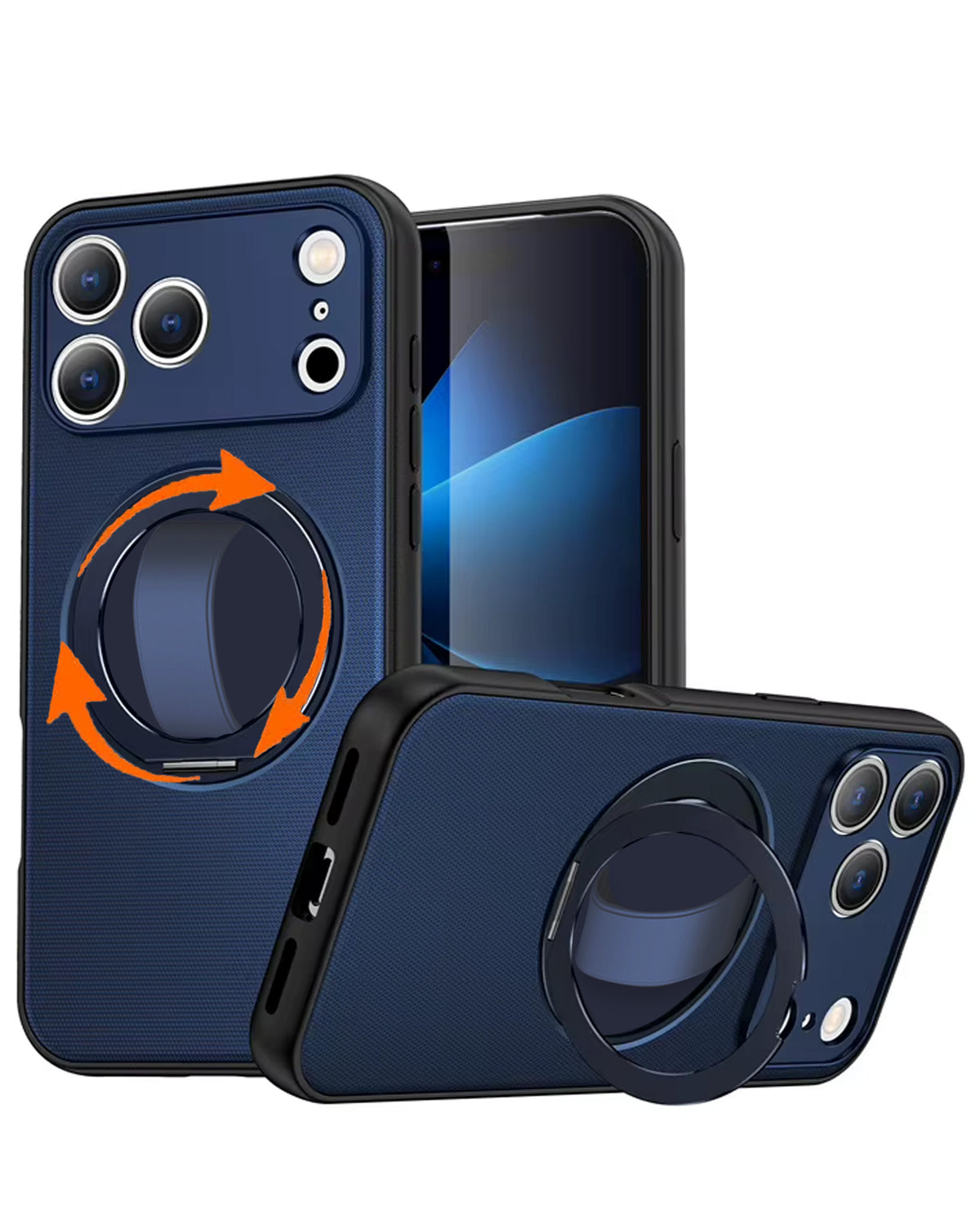 Heavy-Duty Shockproof Kickstand Full-Body Case for iPhone 17 Pro / 18 Pro — Blue