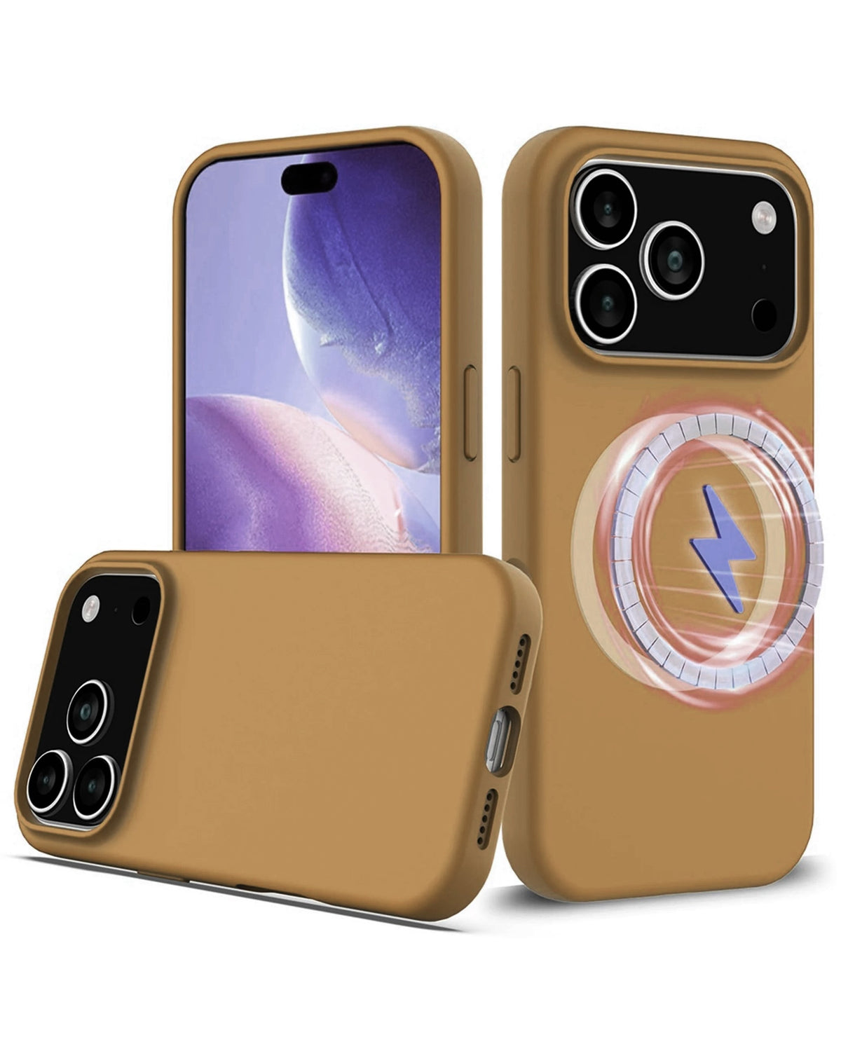 Soft Silicone Wireless-Charging Compatible Case for iPhone 17 Pro / 18 Pro — Brown