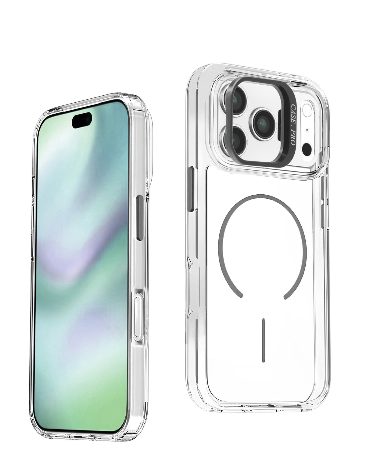 Magnetic Kickstand Crystal Clear Case for iPhone 17 Pro / 18 Pro — Black