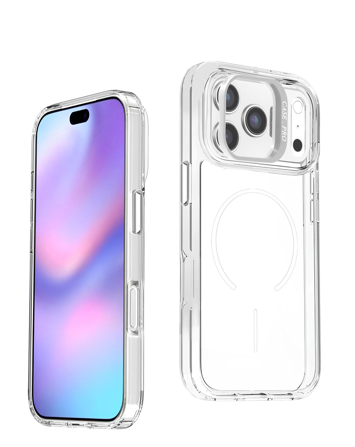 Magnetic Kickstand Crystal Clear Case for iPhone 17 Pro / 18 Pro — White