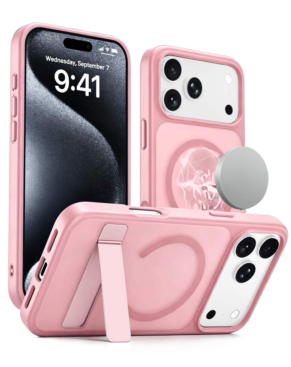 Magnetic Kickstand Case for iPhone 17 Pro Max / 18 Pro Max — Pink