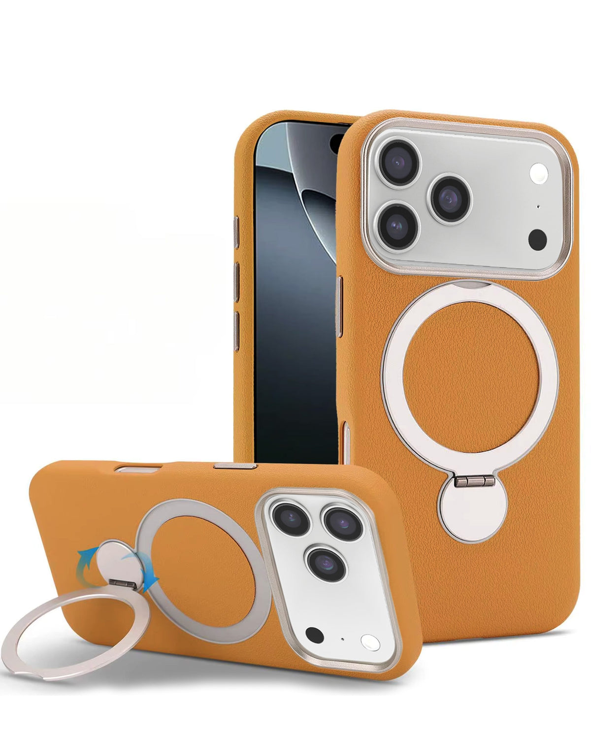 Magnetic Kickstand Soft Silicone Case for iPhone 17 Pro Max / 18 Pro Max — Brown