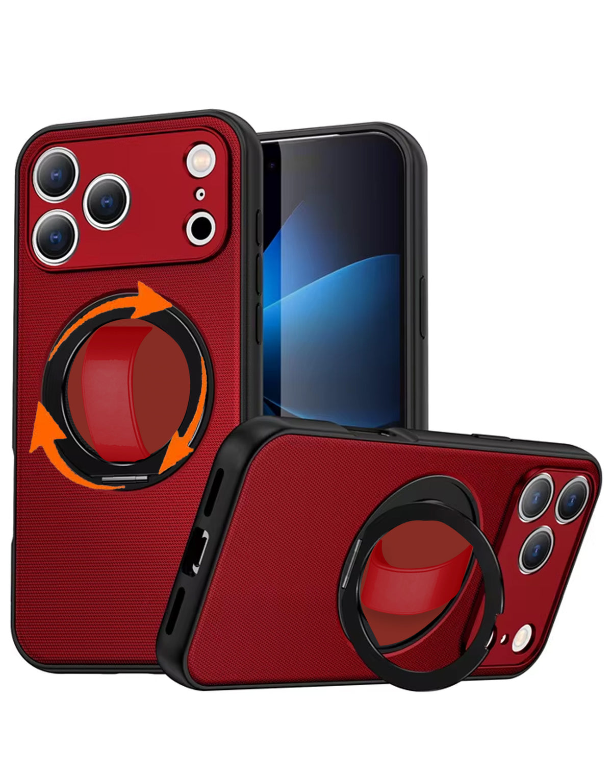 Heavy-Duty Shockproof Kickstand Full-Body Case for iPhone 17 Pro Max / 18 Pro Max — Red