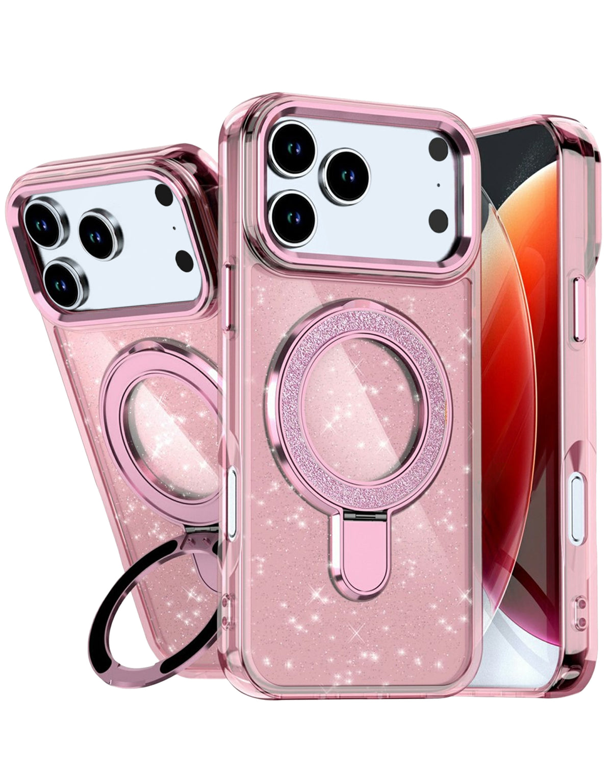 Kickstand Glitter Case for iPhone 17 Pro Max / 18 Pro Max — Pink
