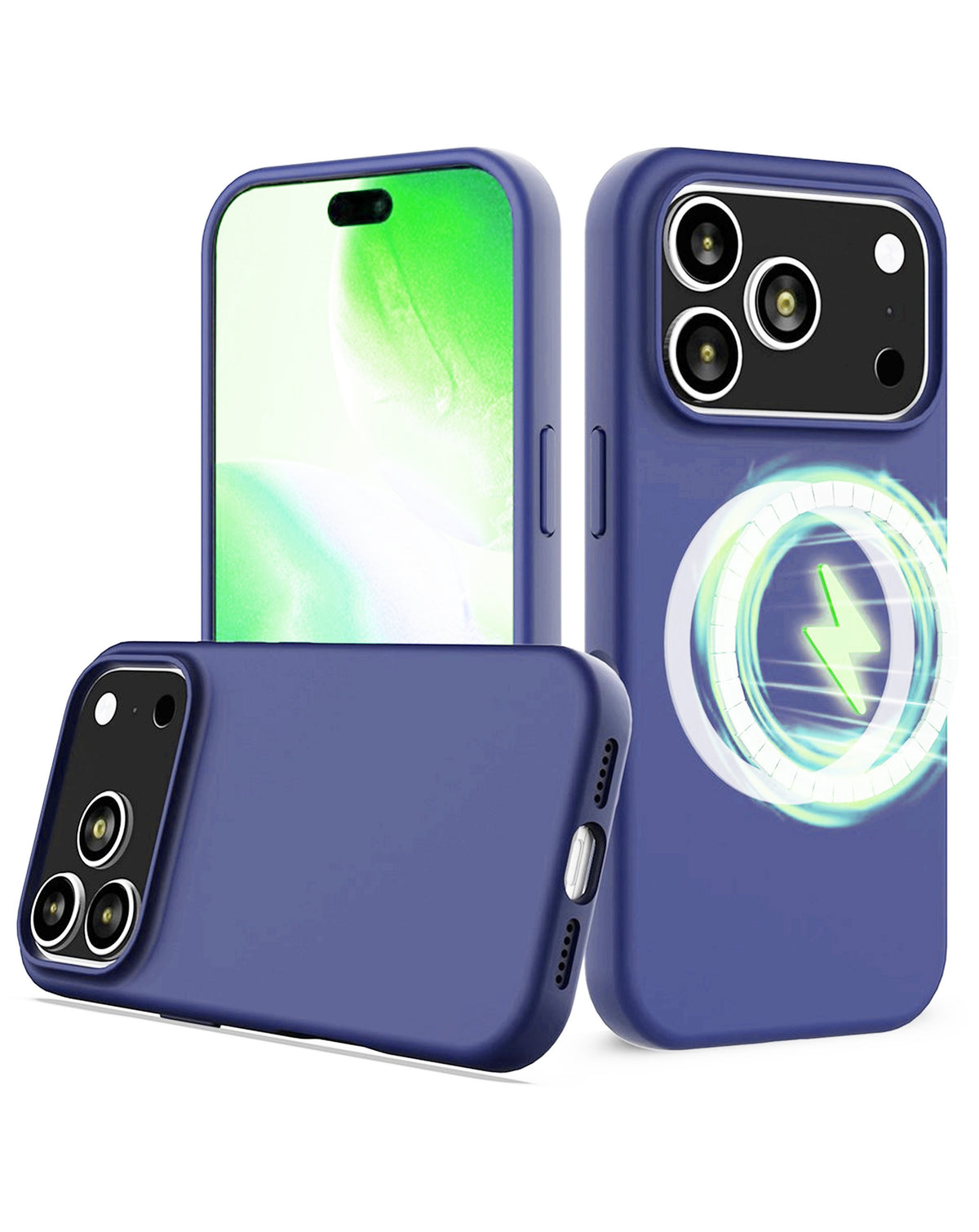 Soft Silicone Wireless-Charging Compatible Case for iPhone 17 Pro Max / 18 Pro Max — Navy