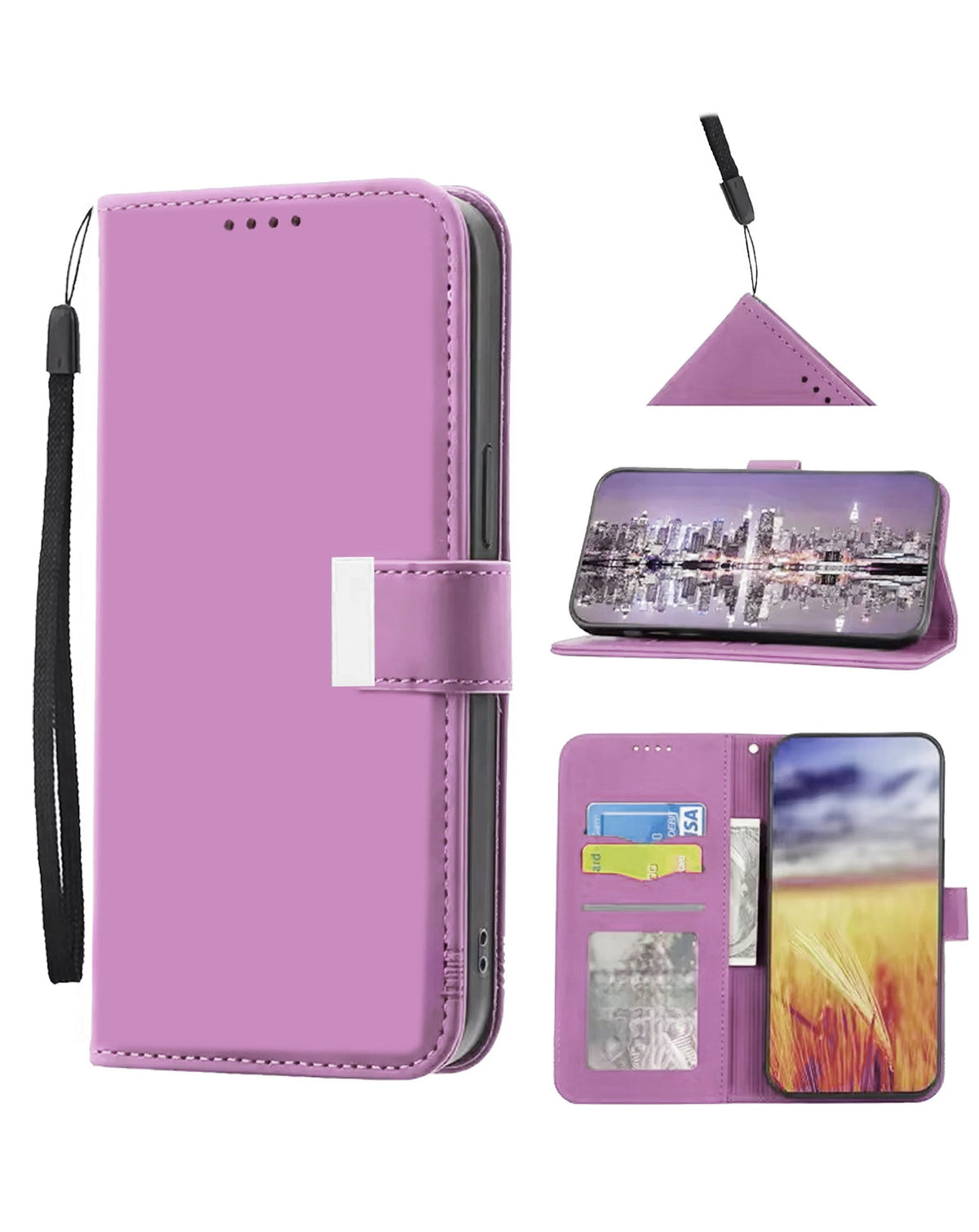 Wallet Leather Case for iPhone 17 Pro Max / 18 Pro Max — Purple