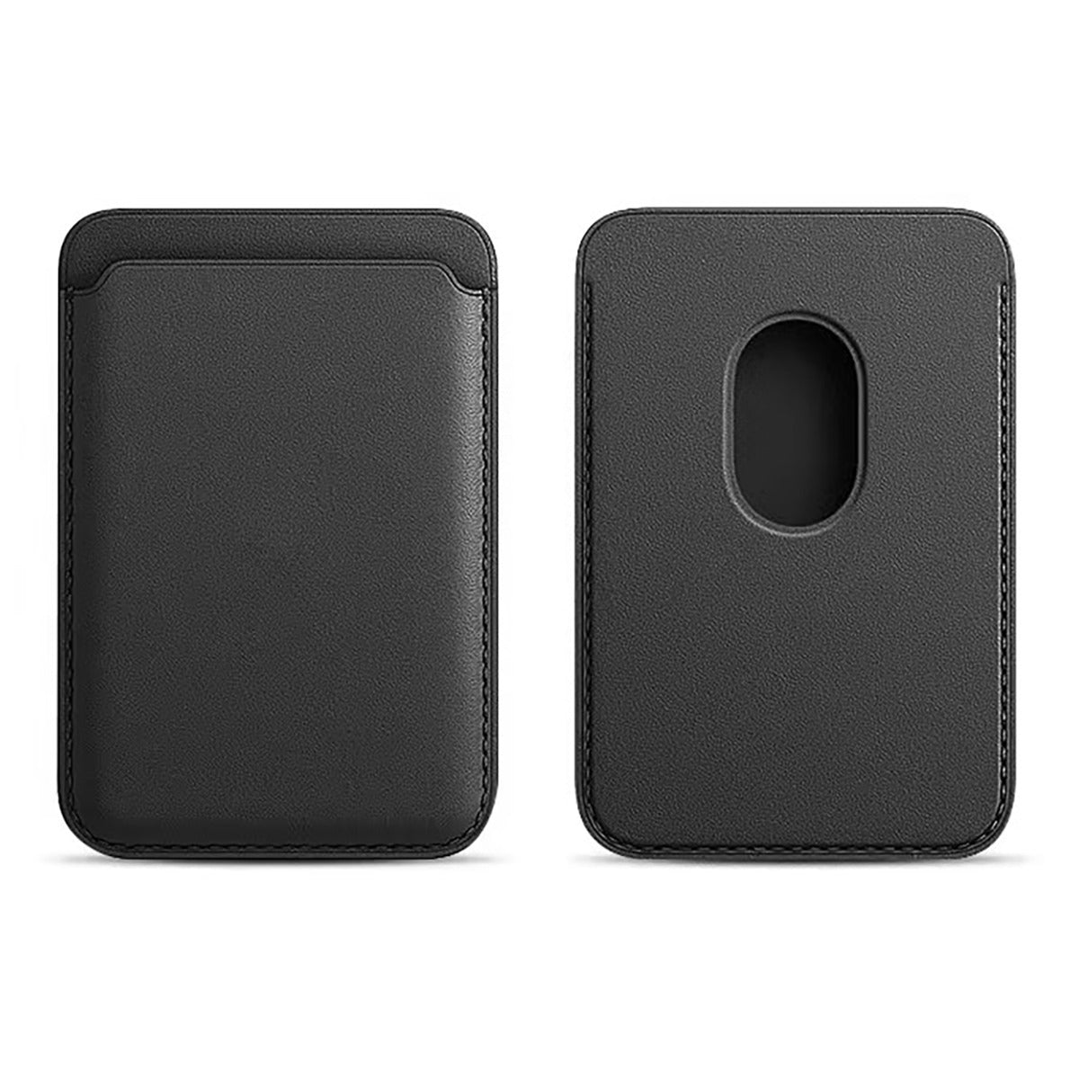 Leather Magnetic Card Wallet Holder - Black