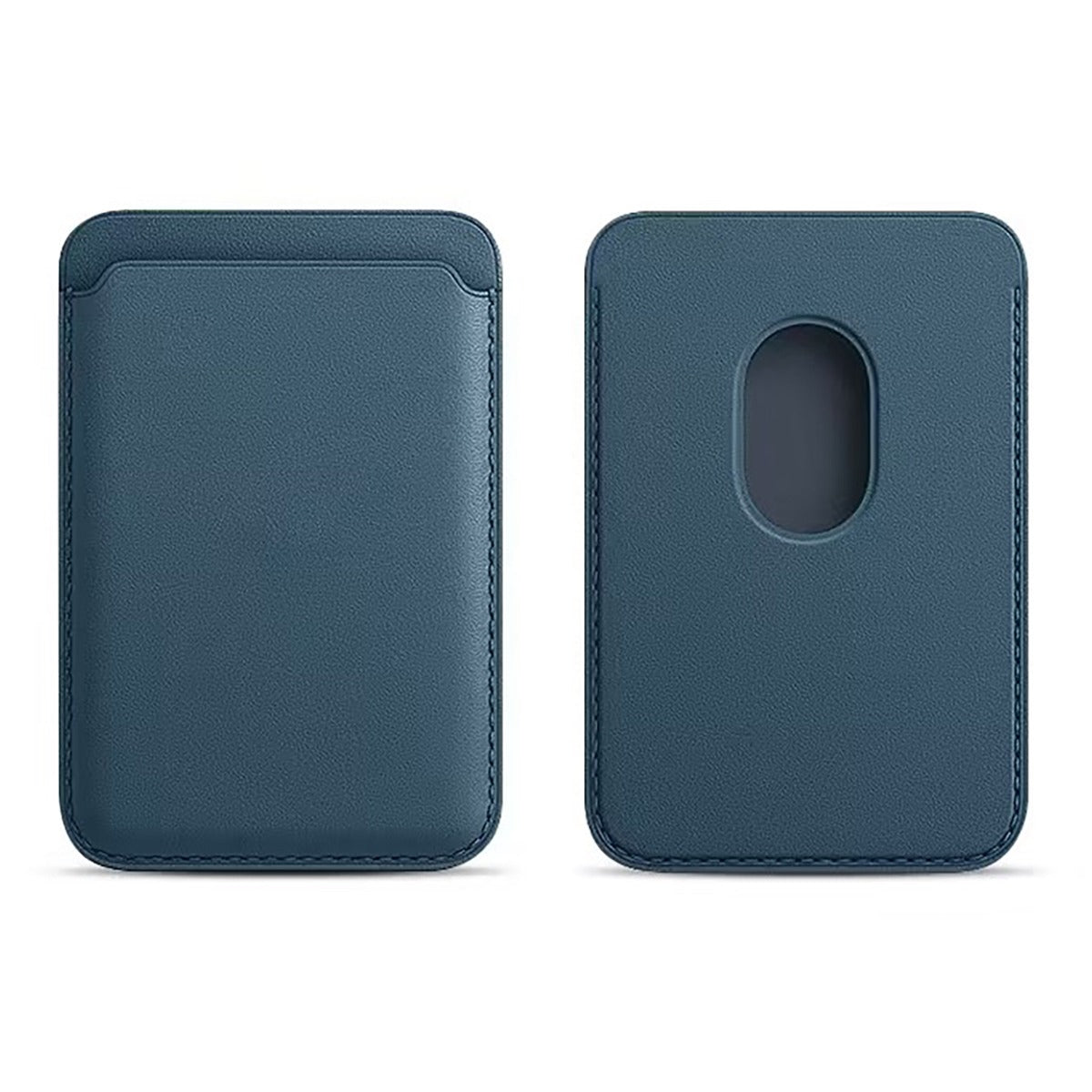Leather Magnetic Card Wallet Holder - Dark Blue