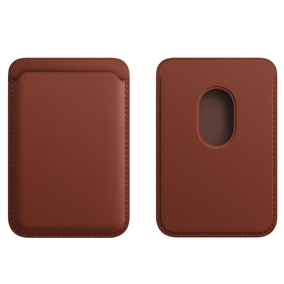 Leather Magnetic Card Wallet Holder - Brown