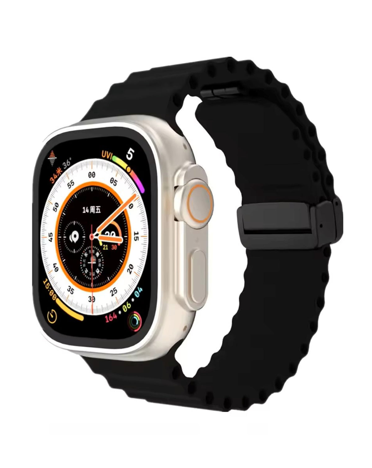 Magnetic Soft Silicone Band for Apple Watch 42 / 44 / 45 / 46 / 49mm — Black