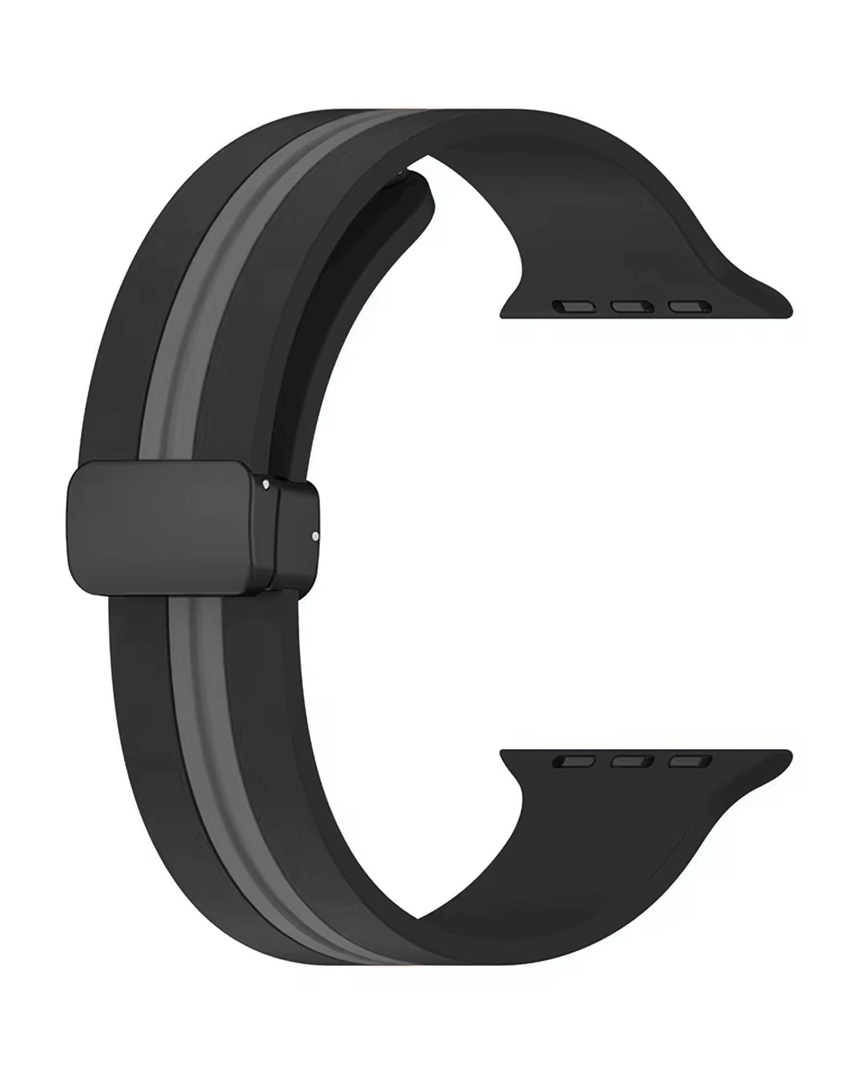 Magnetic Soft Silicone Band for Apple Watch 42 / 44 / 45 / 46 / 49mm — Black & Gray