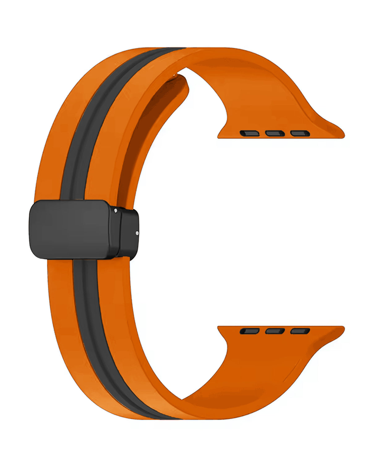 Magnetic Soft Silicone Band for Apple Watch 42 / 44 / 45 / 46 / 49mm — Orange & Black