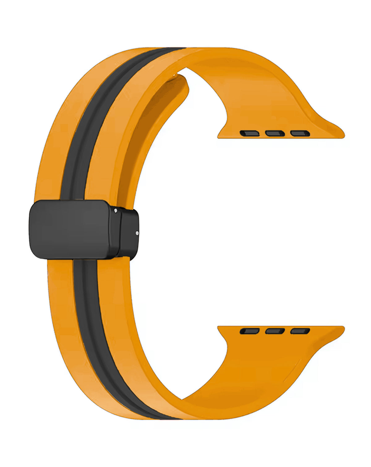 Magnetic Soft Silicone Band for Apple Watch 42 / 44 / 45 / 46 / 49mm — Yellow & Black