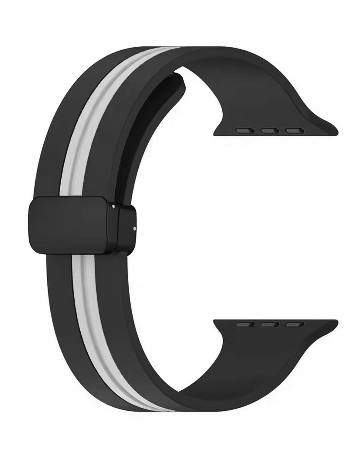 Magnetic Soft Silicone Band for Apple Watch 42 / 44 / 45 / 46 / 49mm — Black & White