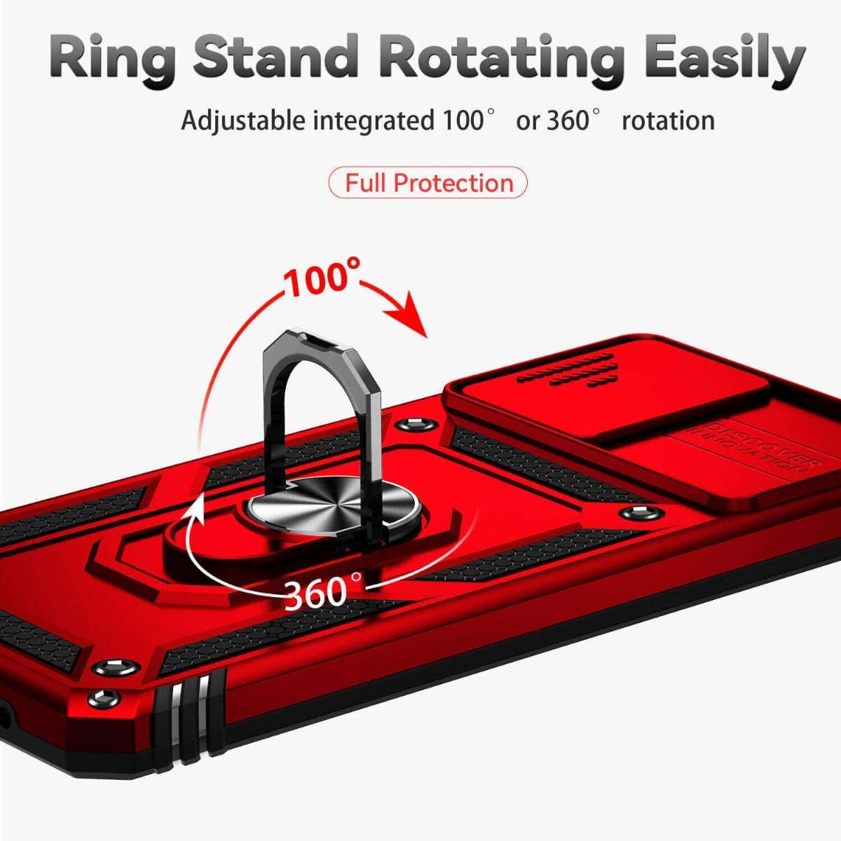 Heavy-Duty Shockproof Camera-Protecting Case for Moto G22 — Red