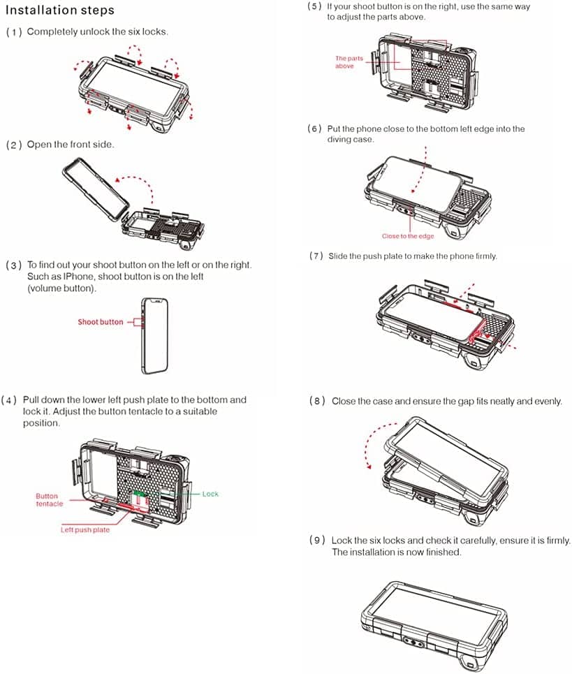 Shellbox Swimming 15M Waterproof Case Surfing Underwater Diving iPhone/Samsung QSK-1