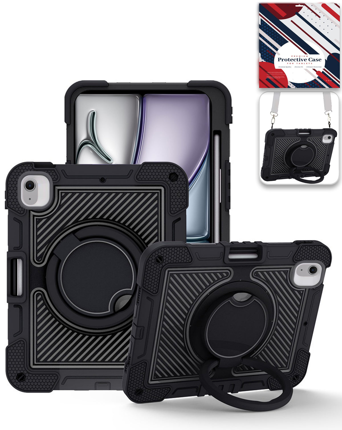 Heavy-Duty Shockproof Kickstand Case for iPad Air 13 2024 / 2025 / 2026 — Black