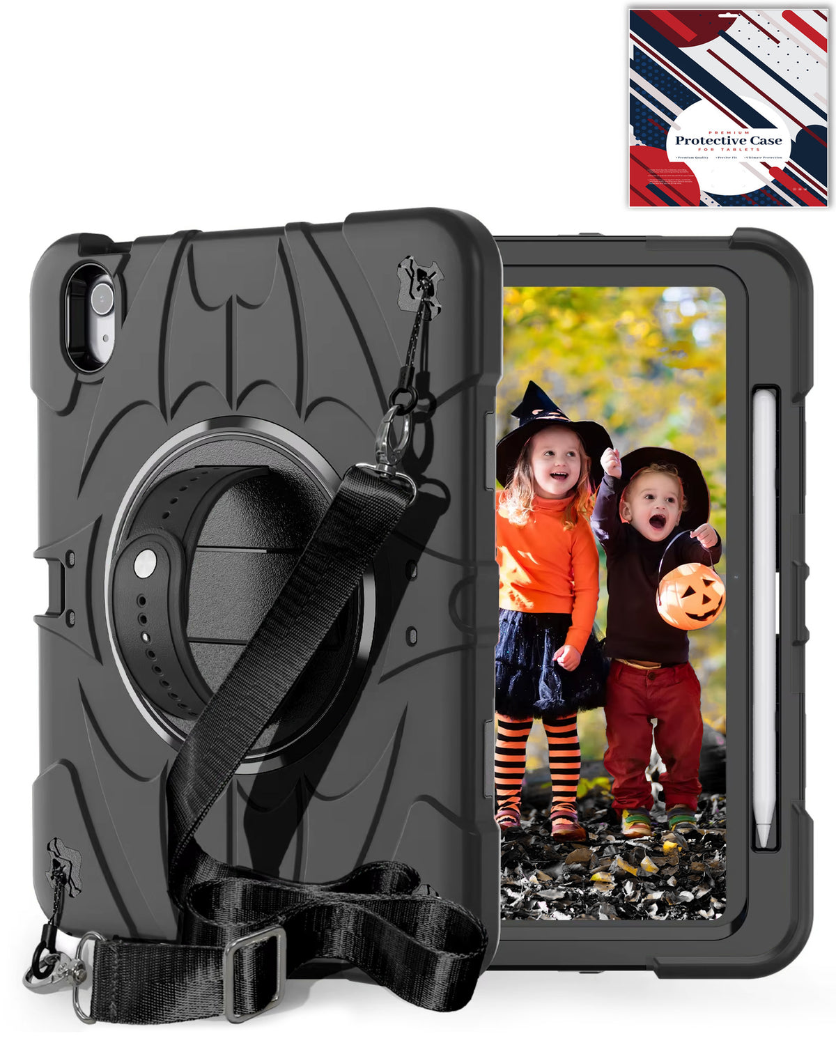Heavy-Duty Shockproof Kickstand Case for iPad Air 4 / Air 5 / Air 6 — Black