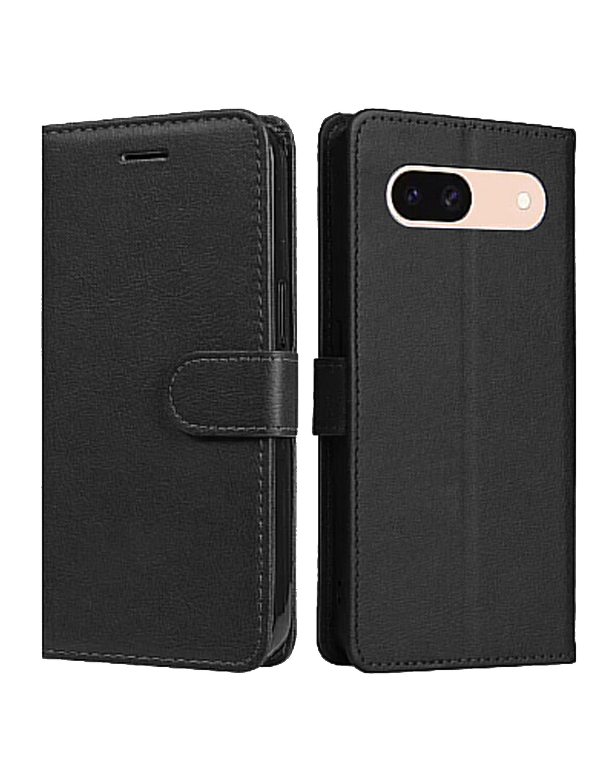 Wallet Leather Case for Google Pixel 8A — Black