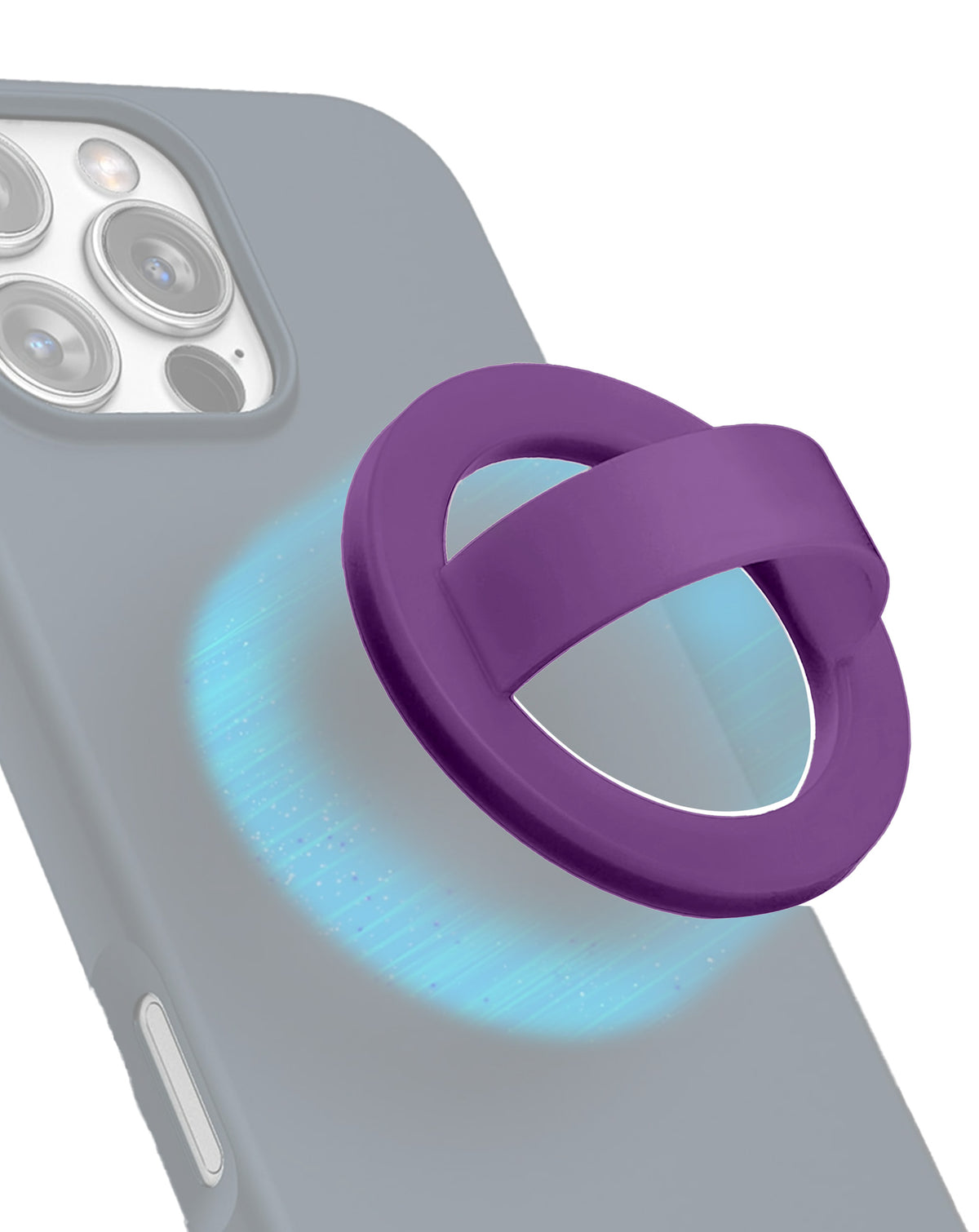 Silicone Magnetic Mount 360 Rotation Finger Smartphone Stand -Dark Purple