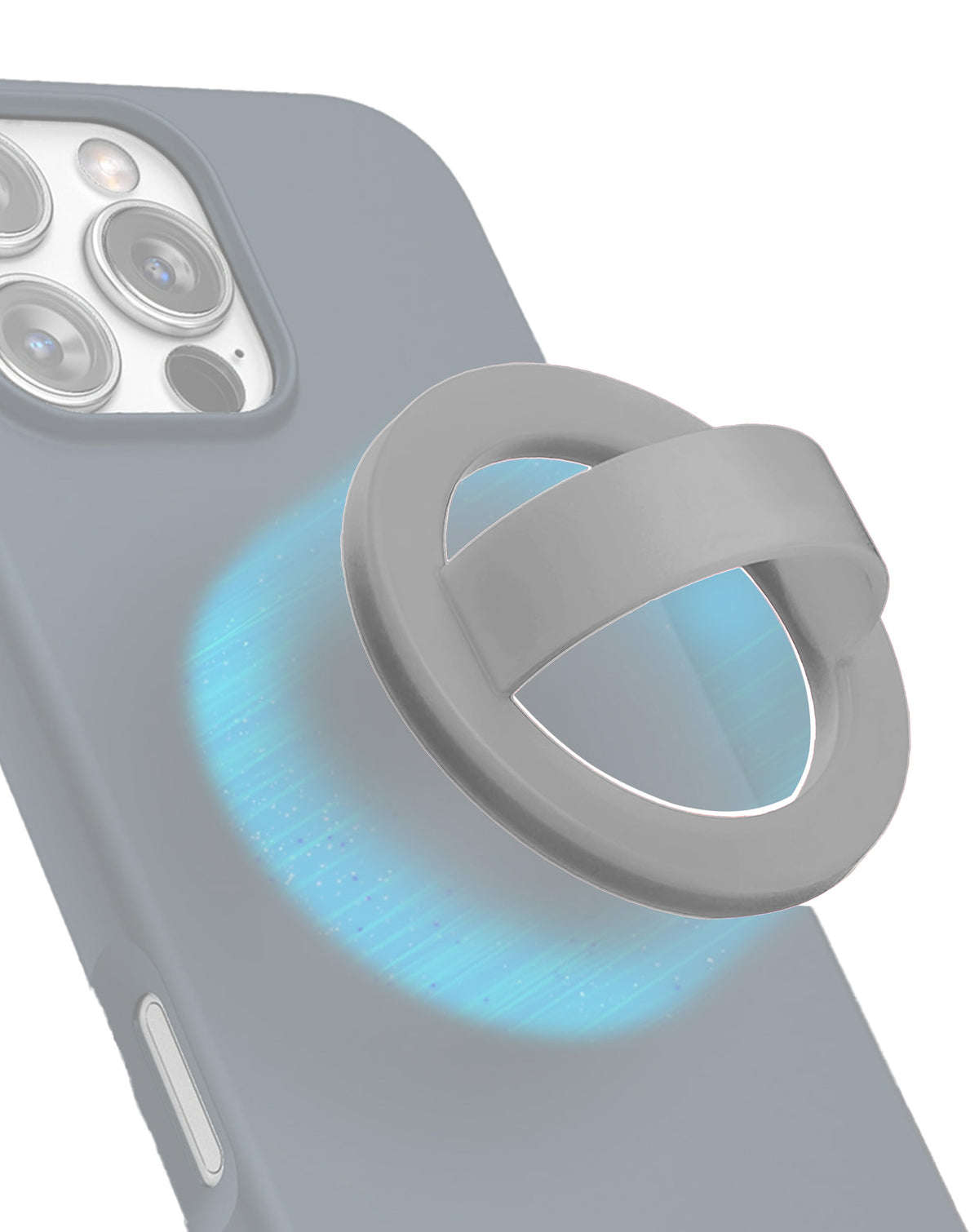 Silicone Magnetic Mount 360 Rotation Finger Smartphone Stand -Gray