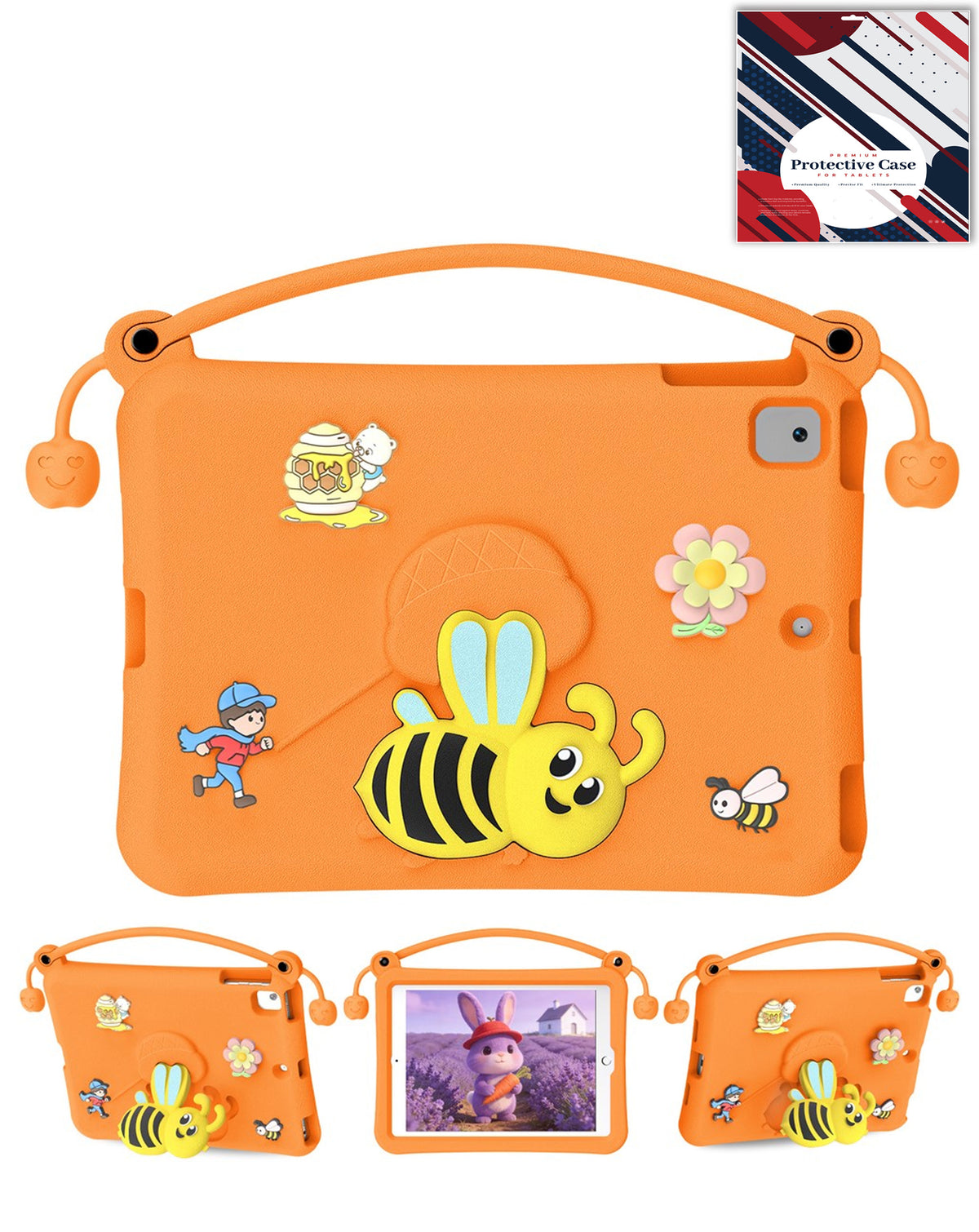 Heavy-Duty Shockproof Kickstand Kids Case for iPad 10.2 7th / 8th / 9th / Air 3 / Pro 10.5 — Orange