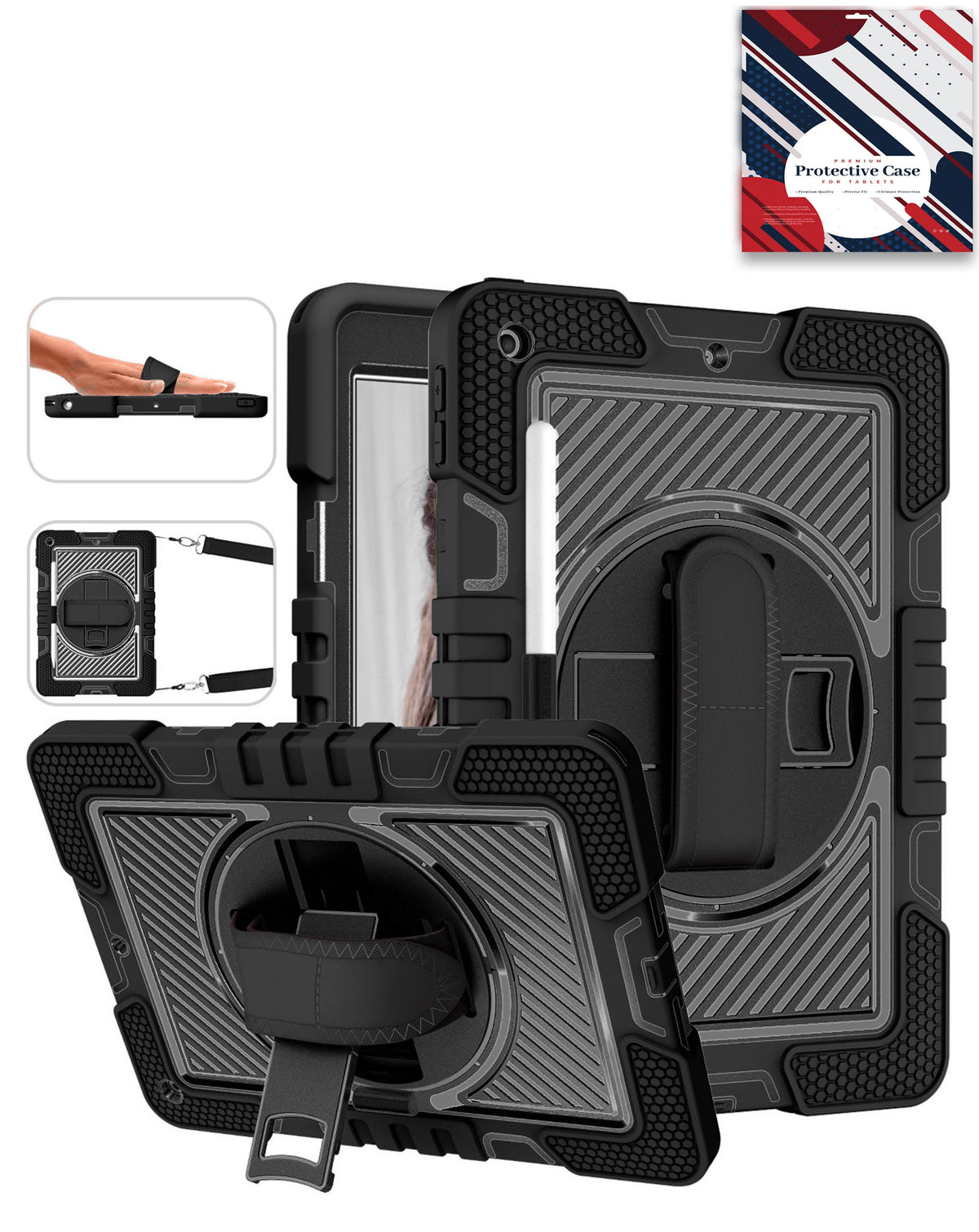 Kickstand Full-Body Case for iPad 10.2 7th / 8th / 9th / Air 3 / Pro 10.5 — Black