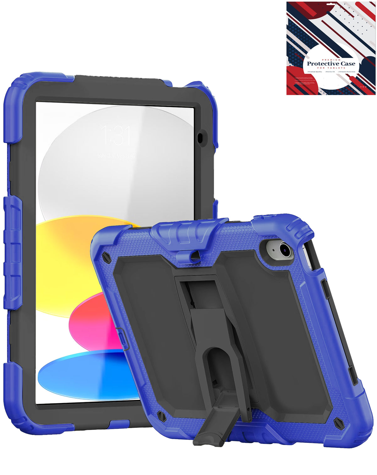 Heavy-Duty Shockproof Kickstand Case for iPad 10 2022 10.9 — Blue