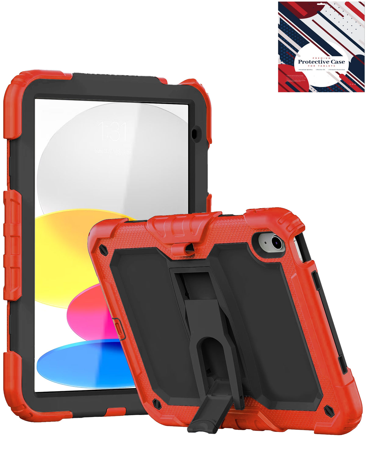Heavy-Duty Shockproof Kickstand Case for iPad 10 2022 10.9 — Red