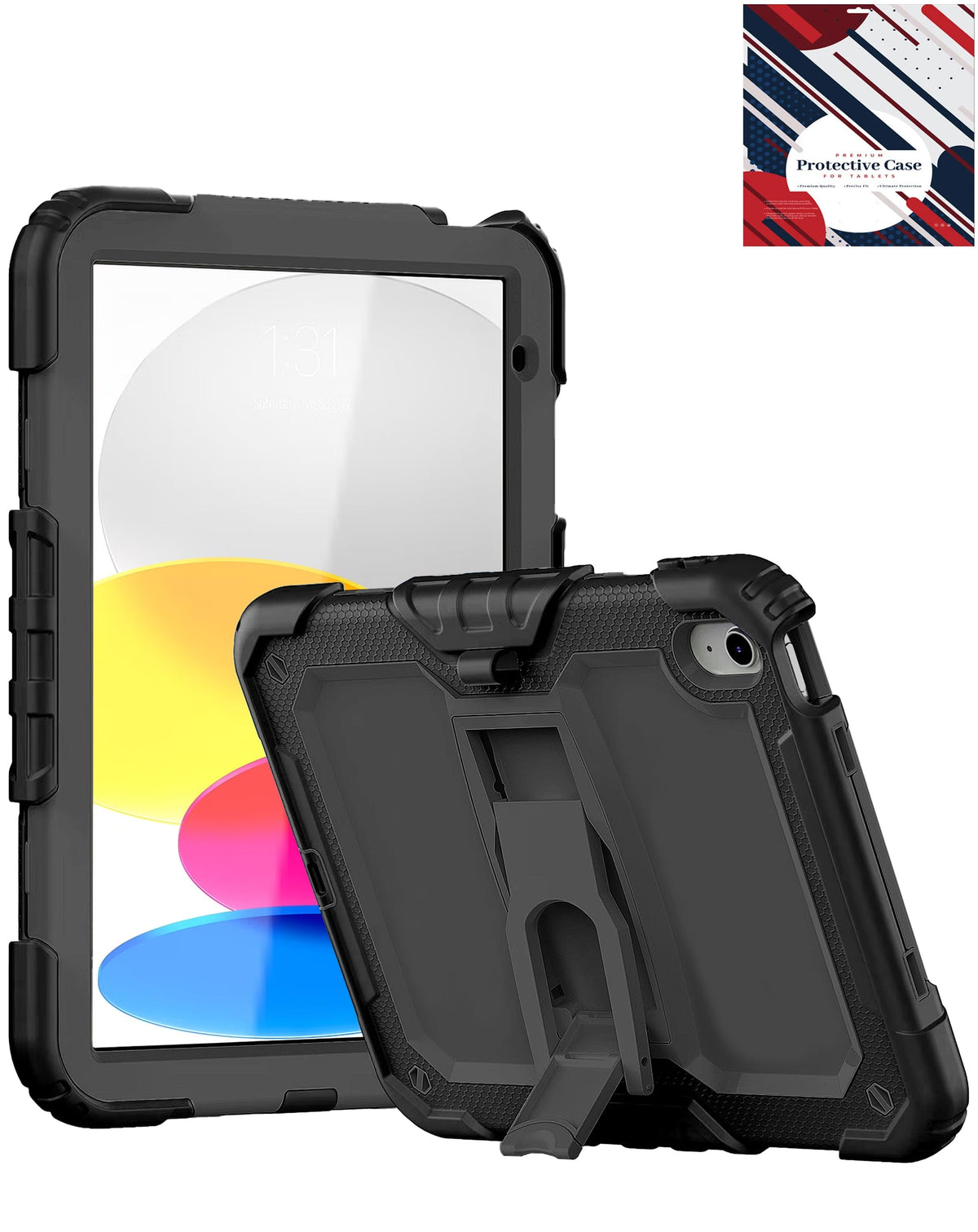 Heavy-Duty Shockproof Kickstand Case for iPad 10 2022 10.9 — Black