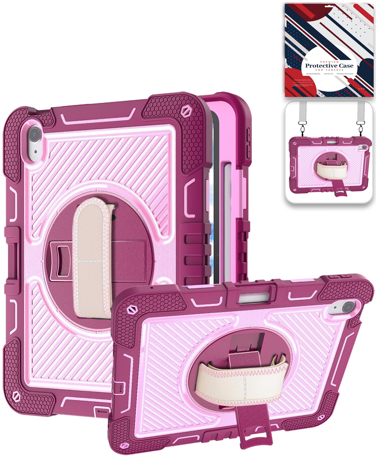 Kickstand Full-Body Case for iPad 10 2022 10.9 — Hot Pink