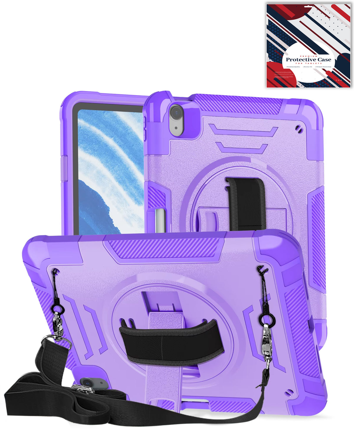 Heavy-Duty Shockproof Kickstand Case for iPad 10 2022 10.9 — Purple