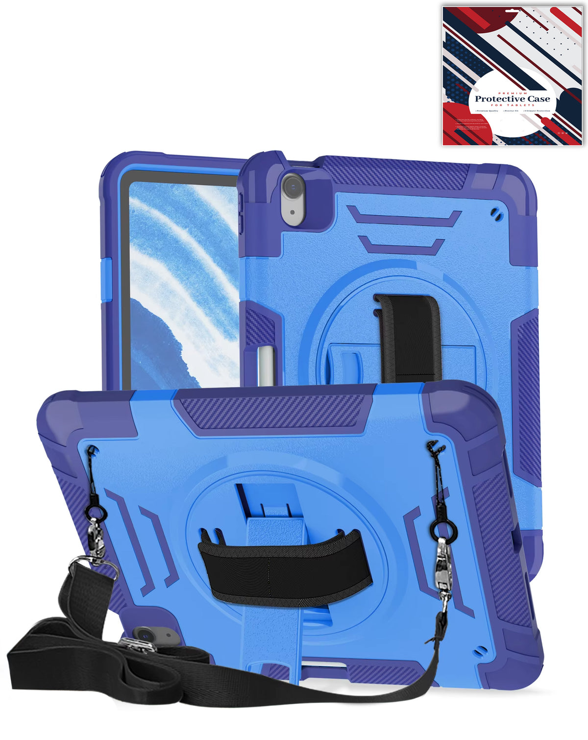 Heavy-Duty Shockproof Kickstand Case for iPad 10 2022 10.9 — Blue