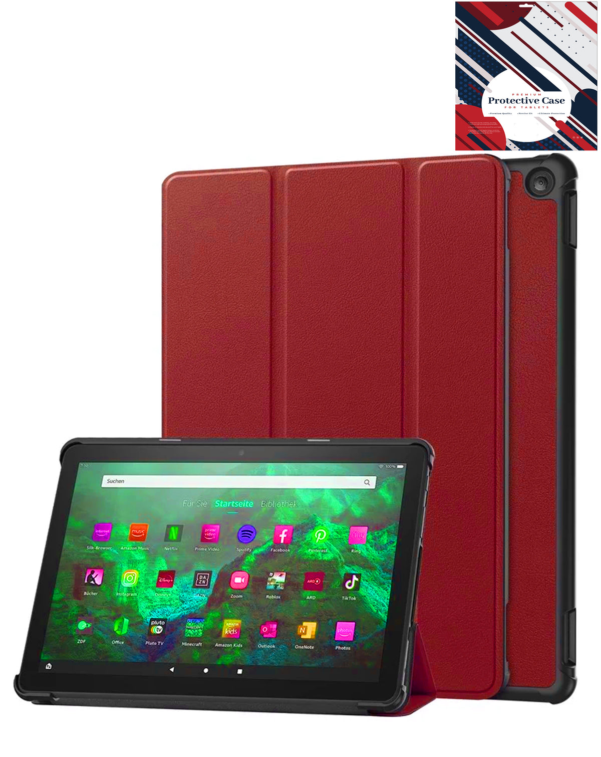 Heavy-Duty Shockproof Kickstand Case for Kindle Fire HD10 2023 — Red