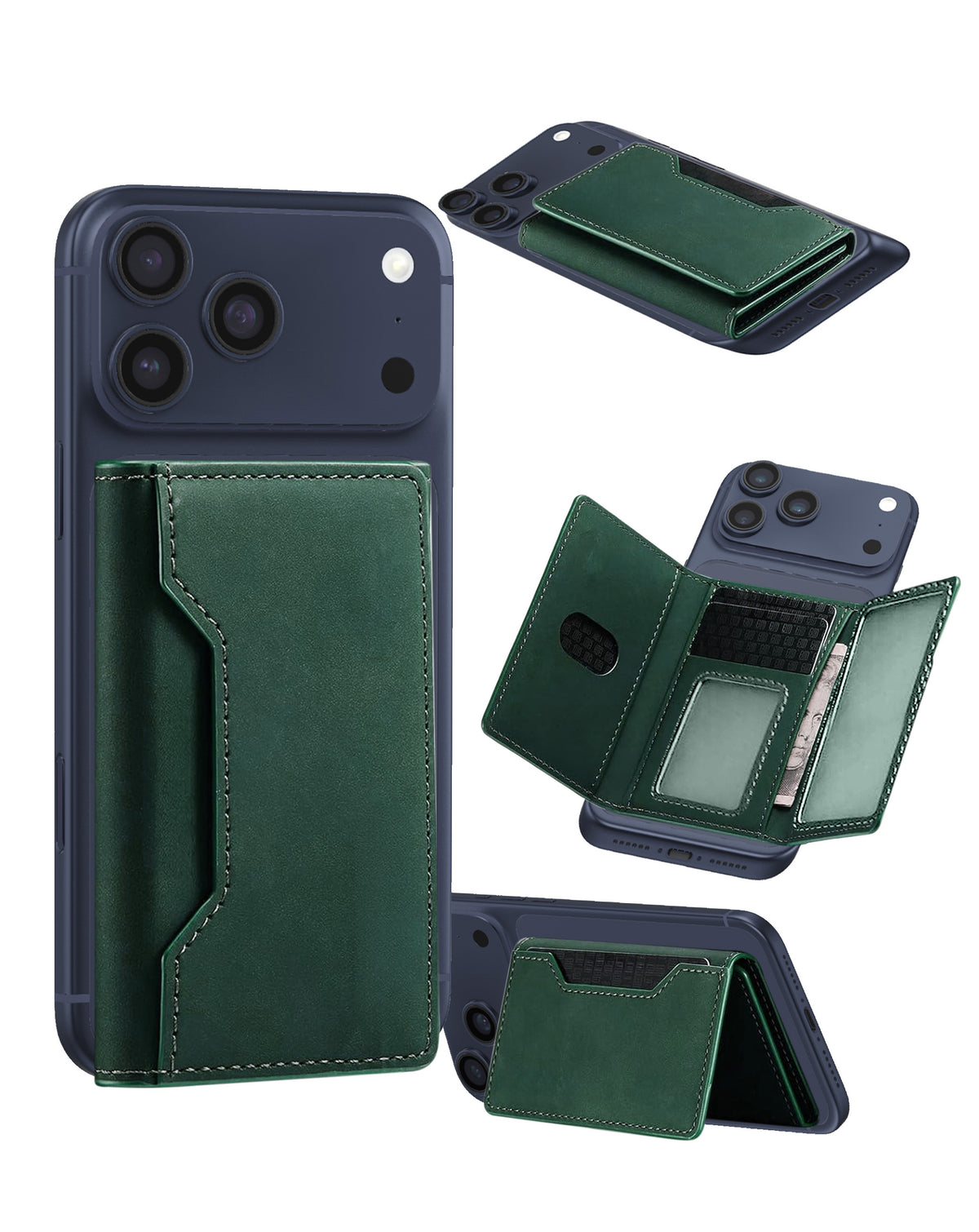 Universal Magnetic Leather Wallet — Green