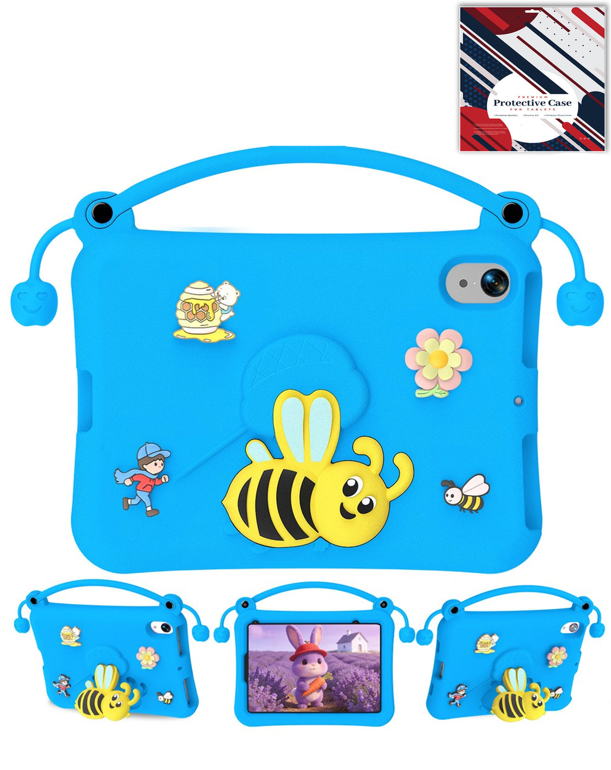 Heavy-Duty Shockproof Kickstand Kids Case for iPad Mini 6 / 7 — Navy Blue
