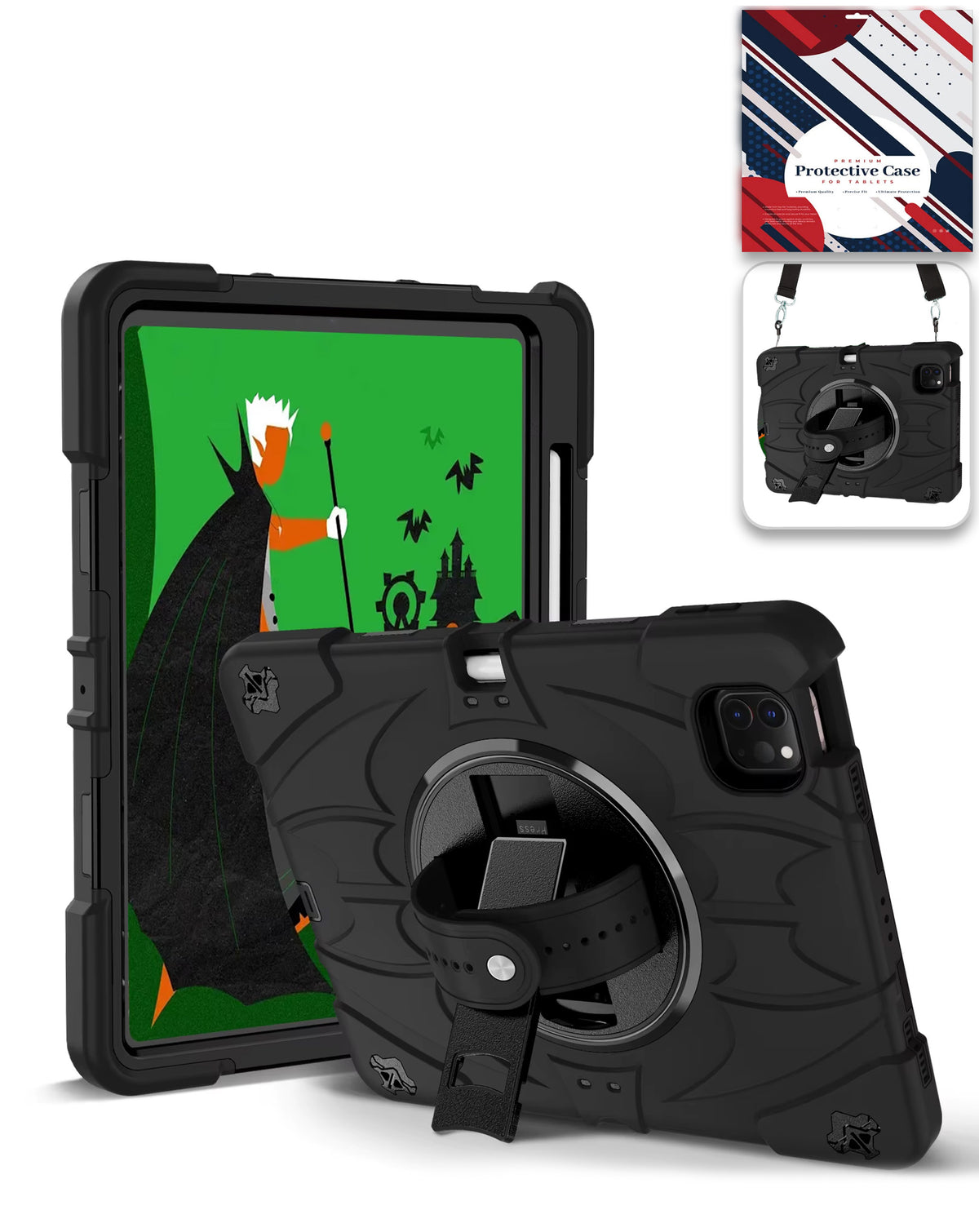 Heavy-Duty Shockproof Kickstand Case for iPad Pro 13 2024 / 2025 — Black